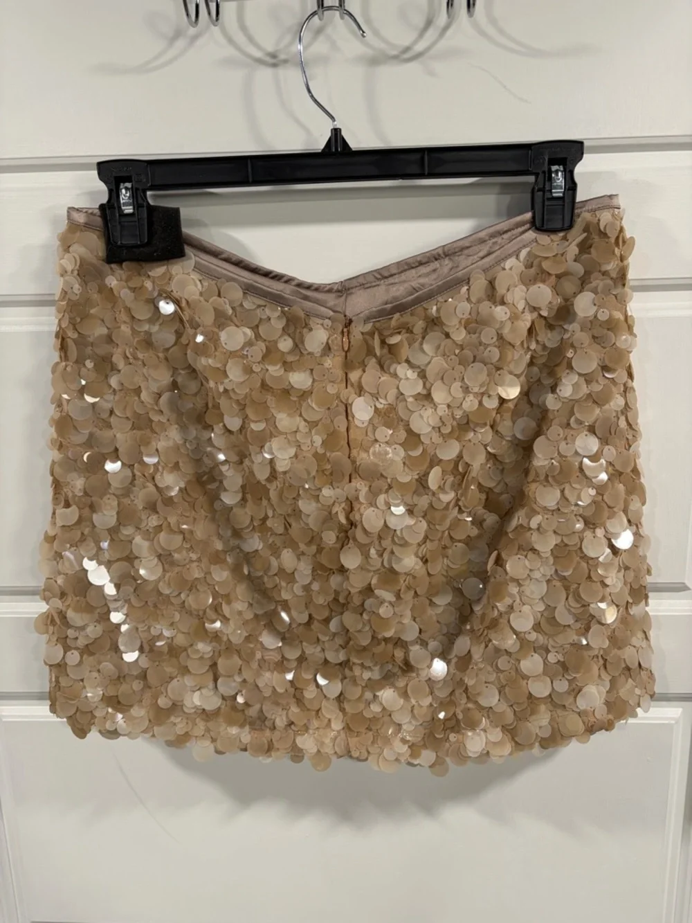 Zara Champagne Beige Sequin Mini Skirt - Picture 3 of 10